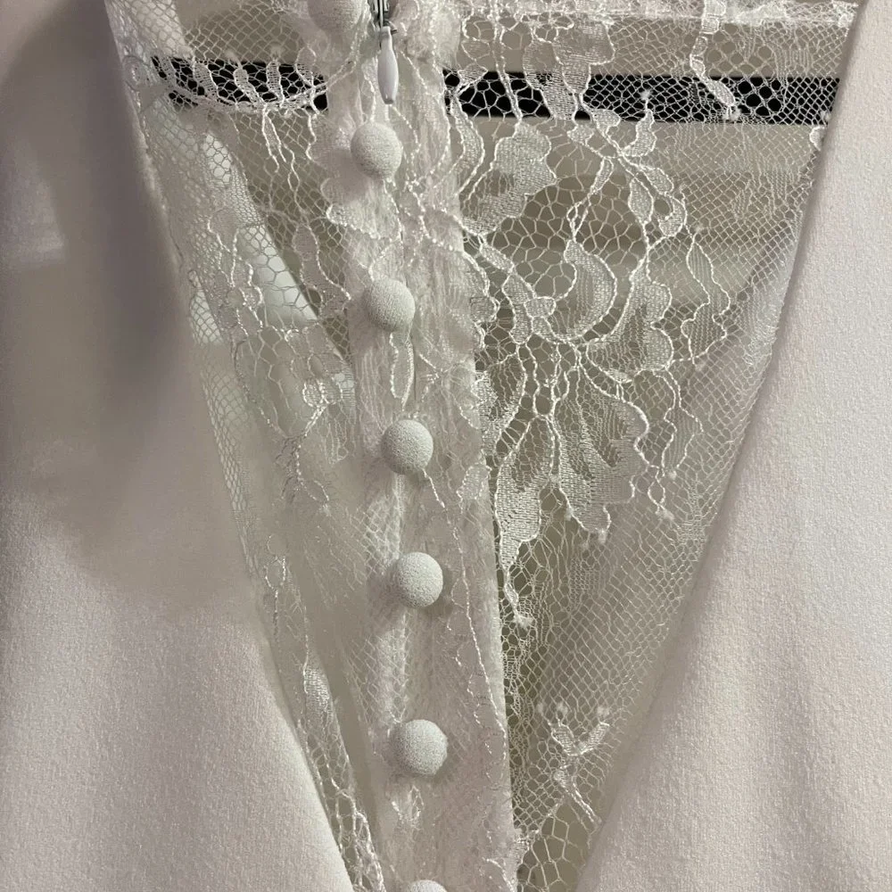 Lulu's Long-Lasting Love Ivory Lace V-Neck Mermaid Dress - Picture 9 of 15